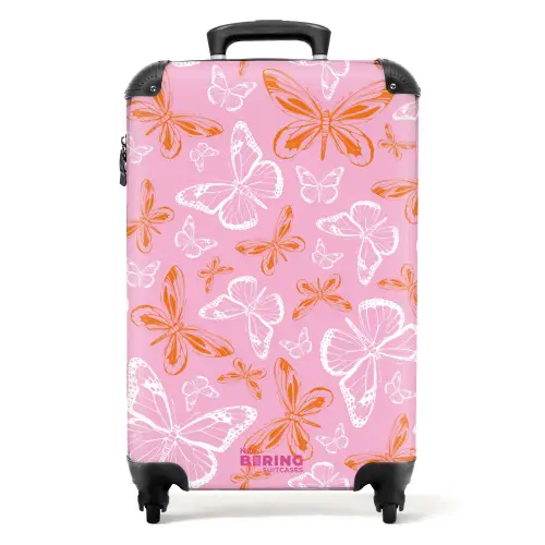 Patroon van gekleurde vlinders NBS - Handbagage koffer - Unisex middel -productfoto_recht