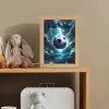 Voetbal - Galaxy - Ruimte - Sport - Blauw Light Box met kabel (Kinderlampje) klein -sfeer2_kind