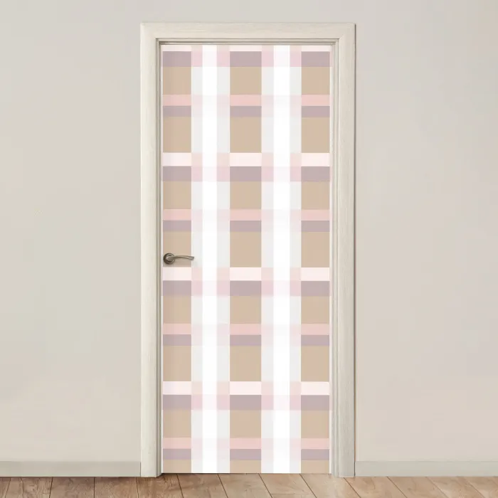 Ruitpatroon - Aardetinten - Minimalistisch deurposter klein 289 -3d_beige