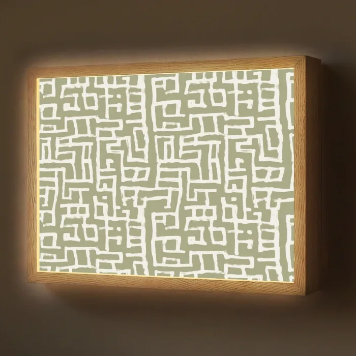 Grafisch - Patroon - Groen Light Box met batterij (Wandlamp) middel 907 -z3d_website