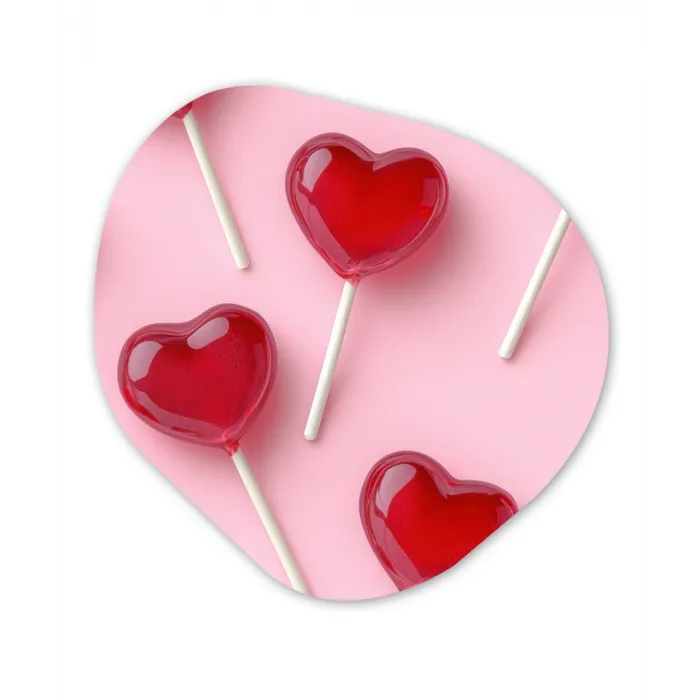 Lollies - Hartjes - Roze Wandcirkel Organisch Forex 3mm klein -3d
