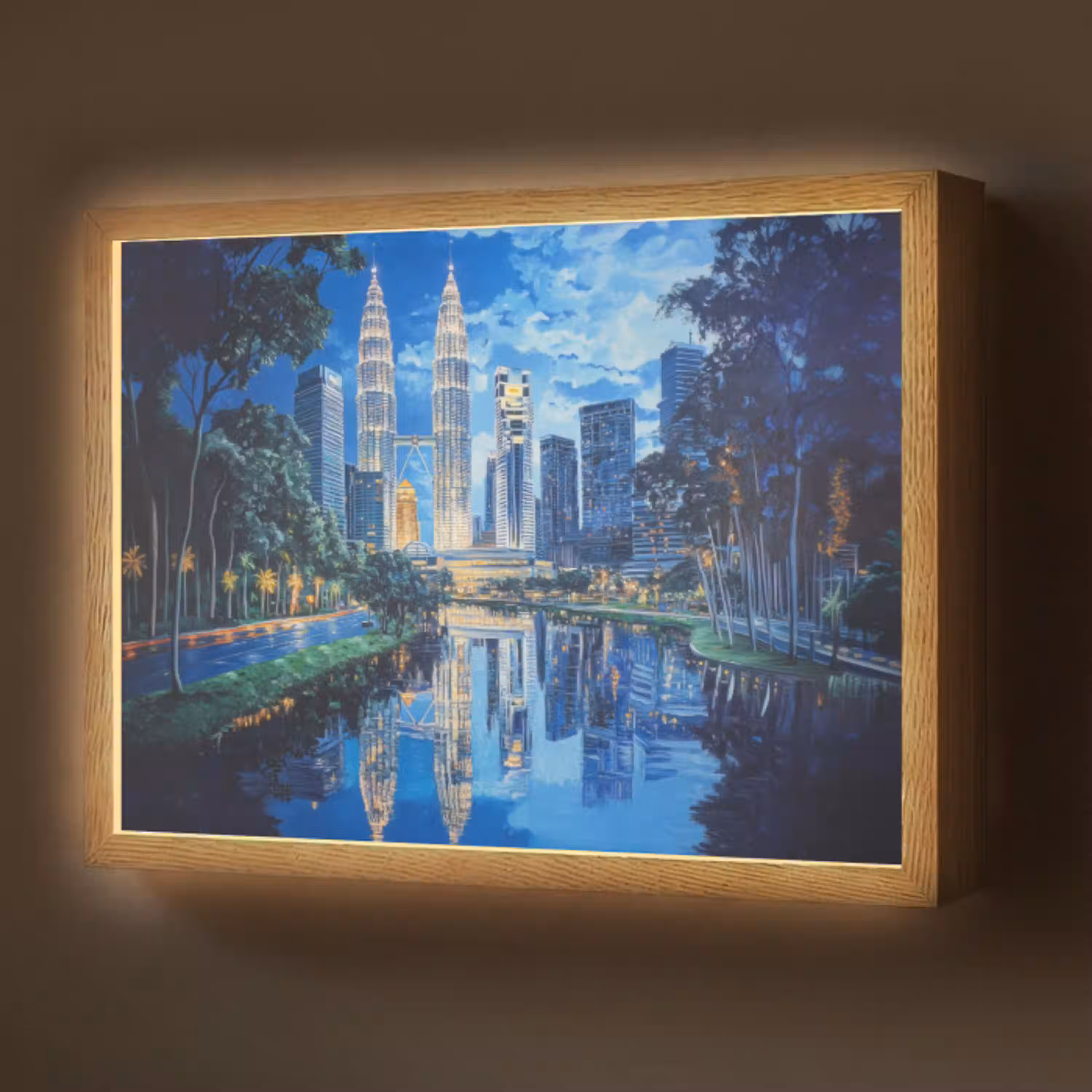 Stad Kuala Lumpur - Skyline - Wolkenkrabbers - Water Light Box met batterij (Wandlamp) middel -z3d_website