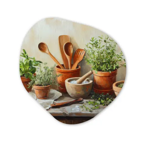 Potten - Kruiden - Hout Wandcirkel Organisch Plexiglas middel -3d