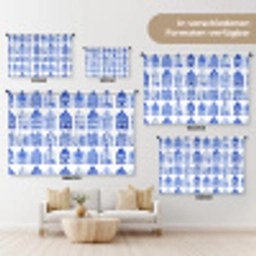 Patroon - Huizen - Blauw Wandkleed katoen klein 269 -tsfeer8_DE