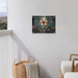 Vlinder - Roze - Bloemen - Bladeren tuinposter los doek klein -sfeer8