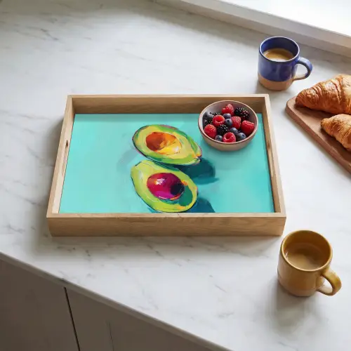 Avocado - Groen - Pit - Schaduw Dienblad Rechthoek middel -sfeer2