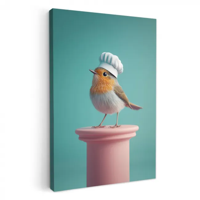 Roodborstje - Vogel - Koksmuts - Sokkel KitchenYeah - Keuken - Canvas klein -3d