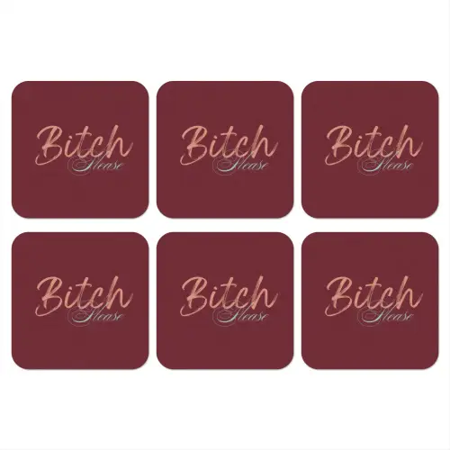 Bitch please - Rood - Blauw onderzetter kurk middel -3d