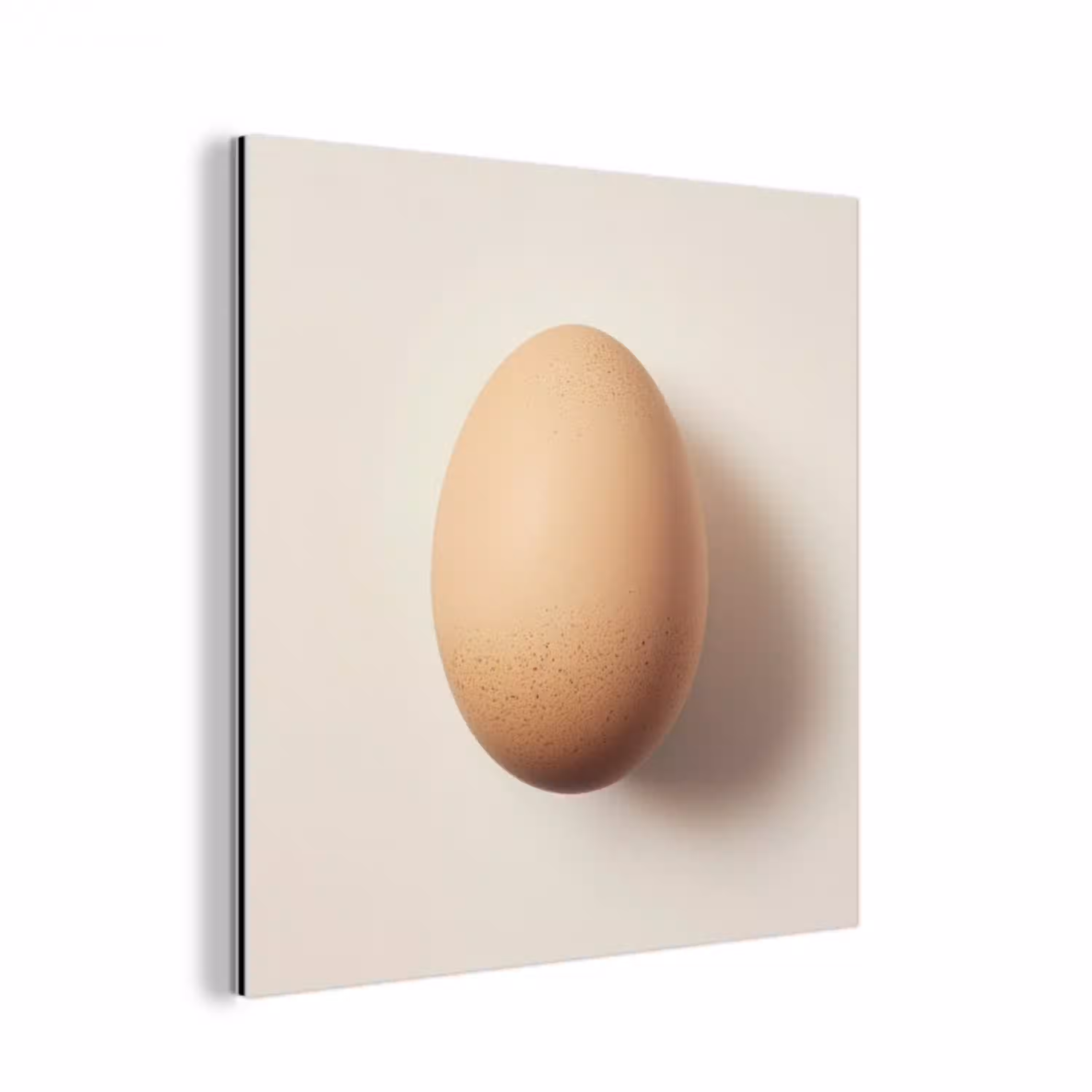 Ei - Beige - Ovaal - Egaal aluminium wit klein -3d