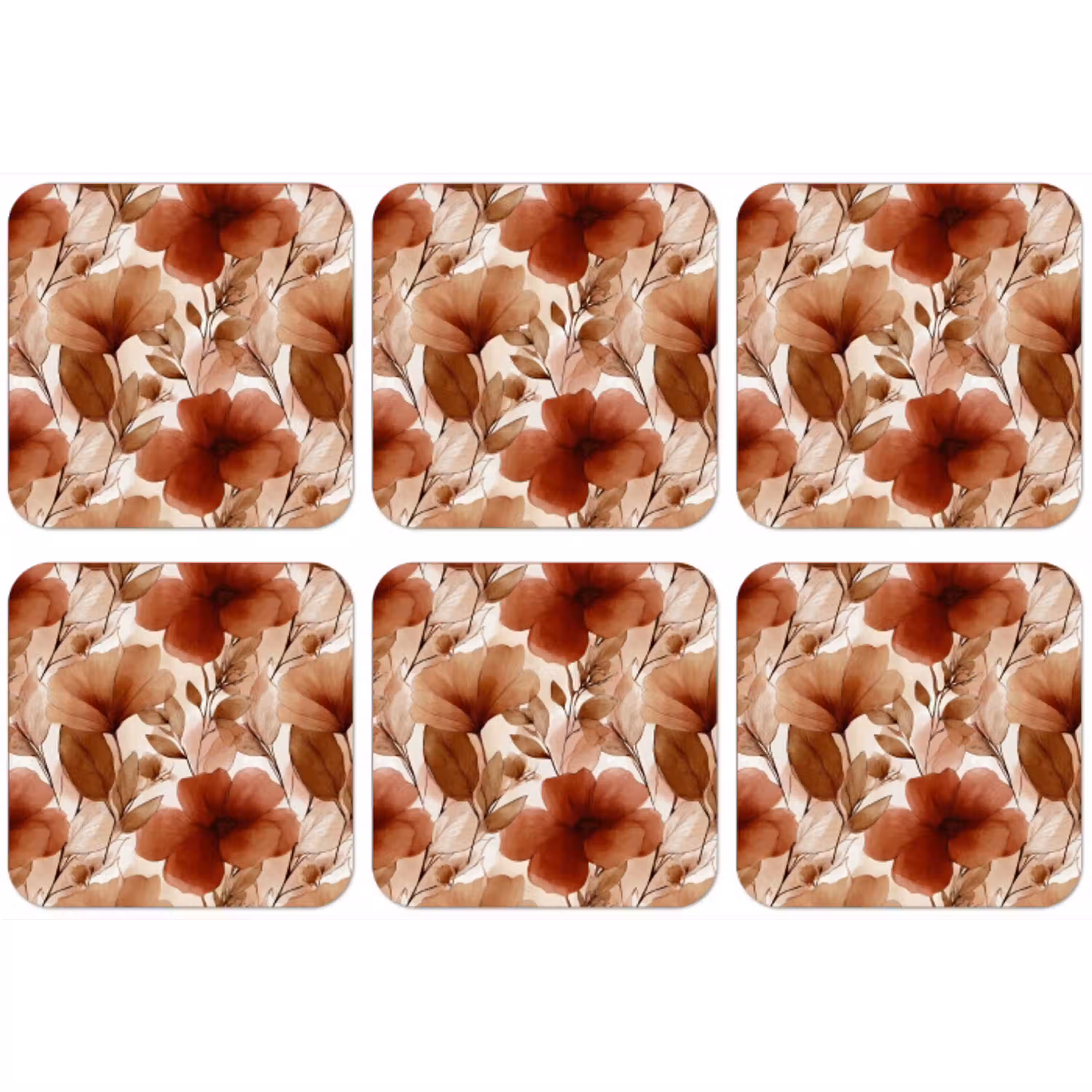 Bloemen - Aquarel - Botanisch - Terracotta onderzetter kurk middel 366 -zkaufland3dotto