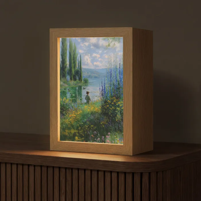 Bloemen - Meer - Bergen - Groen Light Box met kabel (Tafellamp) klein -z3d_website