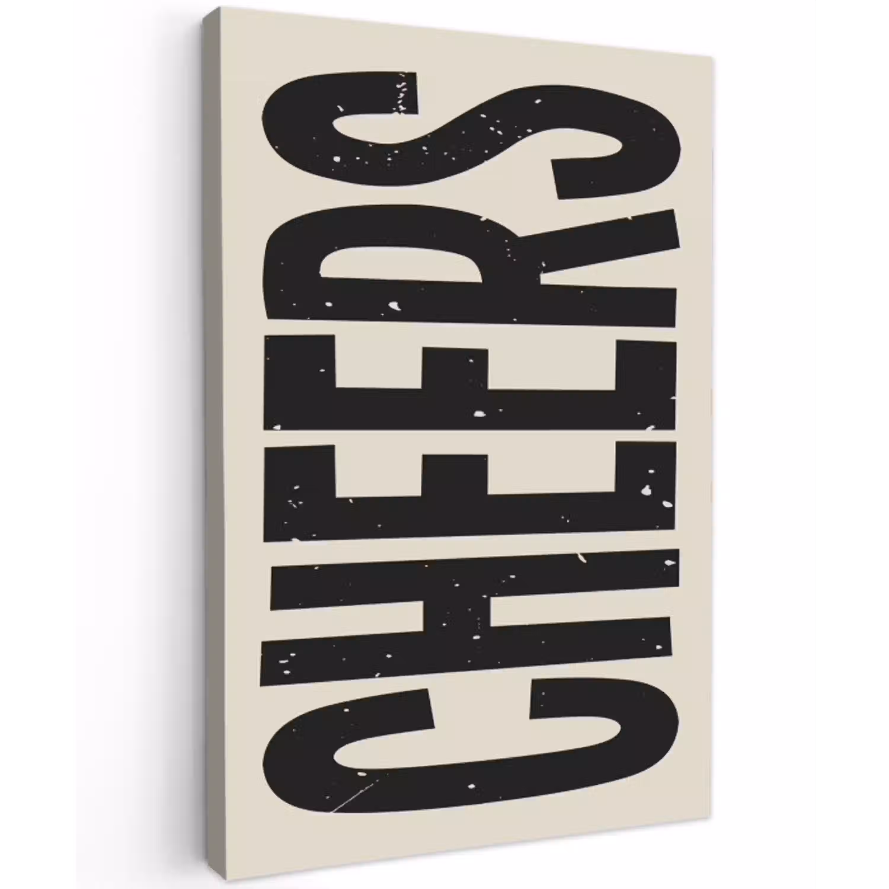 Cheers - Japandi - Zwart - Letters Tuinposter op houten frame 2 cm dik klein -3d