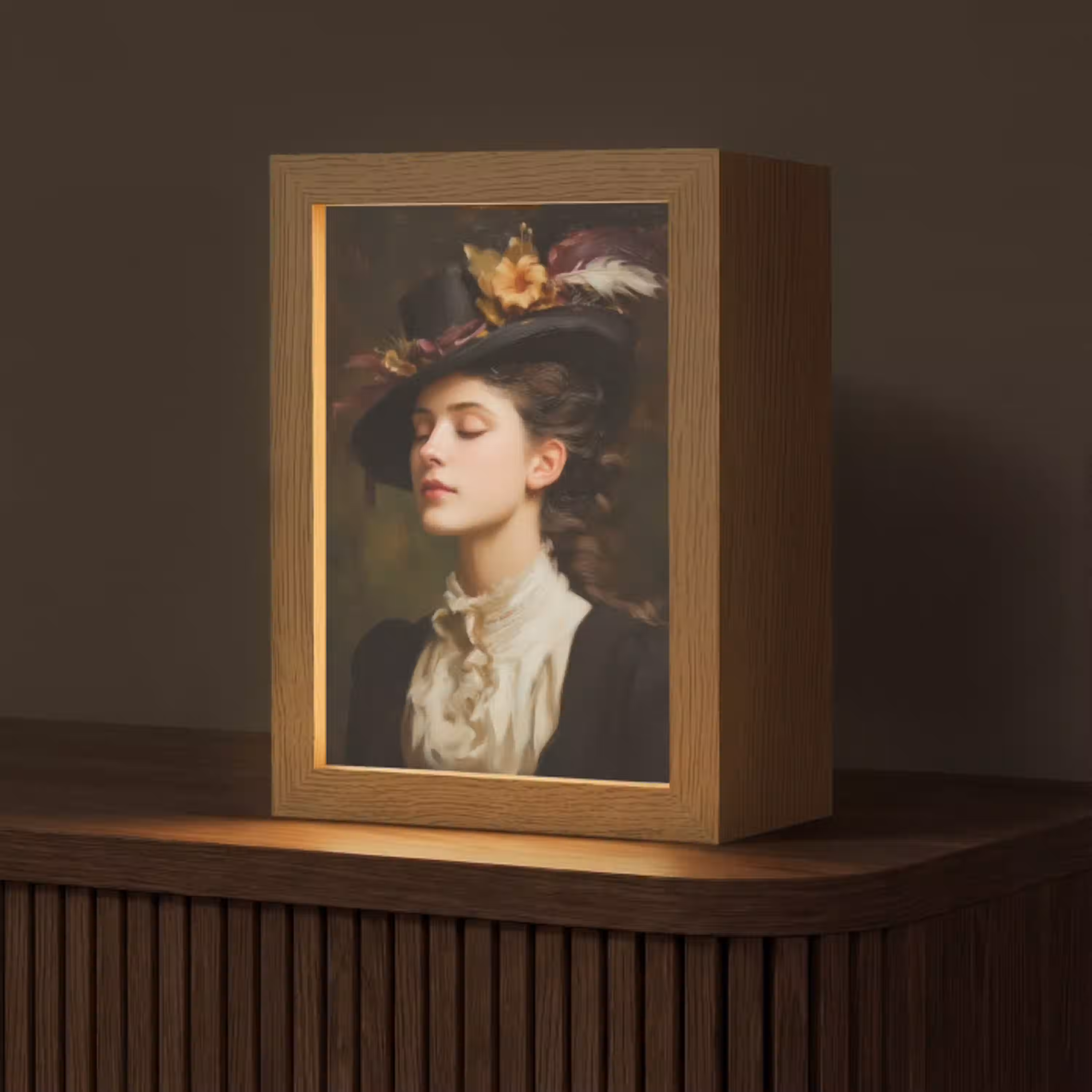 Vrouw - Victoriaans - Portret Light Box met kabel (Tafellamp) klein -z3d_website