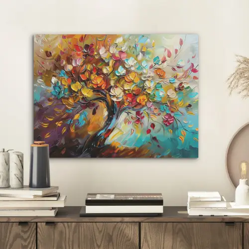Boom - Abstract - Kleurrijk - Bloemen PET vilt klein -sfeer1