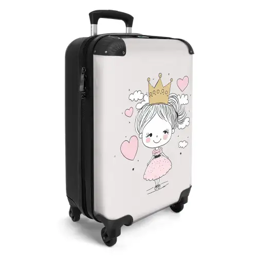 Kleine prinses met hartjes Koffer - NBS - Handbagage middel -productfoto_3d