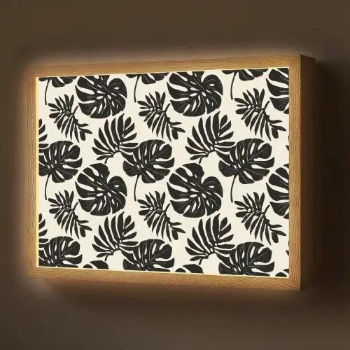 Modern - Monstera - Zwart Light Box met batterij (Wandlamp) middel 907 -z3d_website