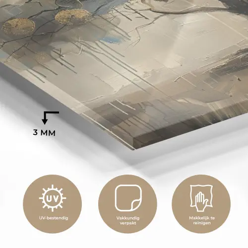 Beige - Abstract - Boom - Goud plexiglas 5mm klein -sfeer2