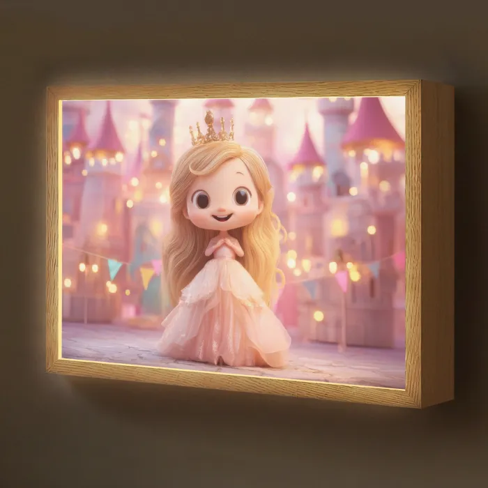 Prinses - Roze - Kasteel Light Box met batterij (Wandlamp kind) middel -z3d_website