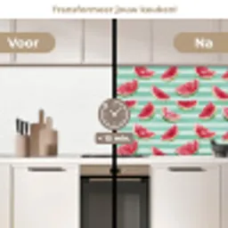 Watermeloen - Strepen - Groen keuken achterwand 2 middel 871 -voor-na2_NL