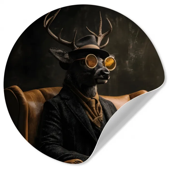 Hert - Zonnebril - Zwart - Pak Wandcirkel behangsticker klein -3d
