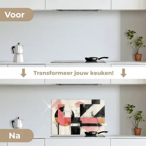 Roze - Abstract - Aesthetic - Modern - Vormen keuken achterwand spatscherm klein -voor_na_NL