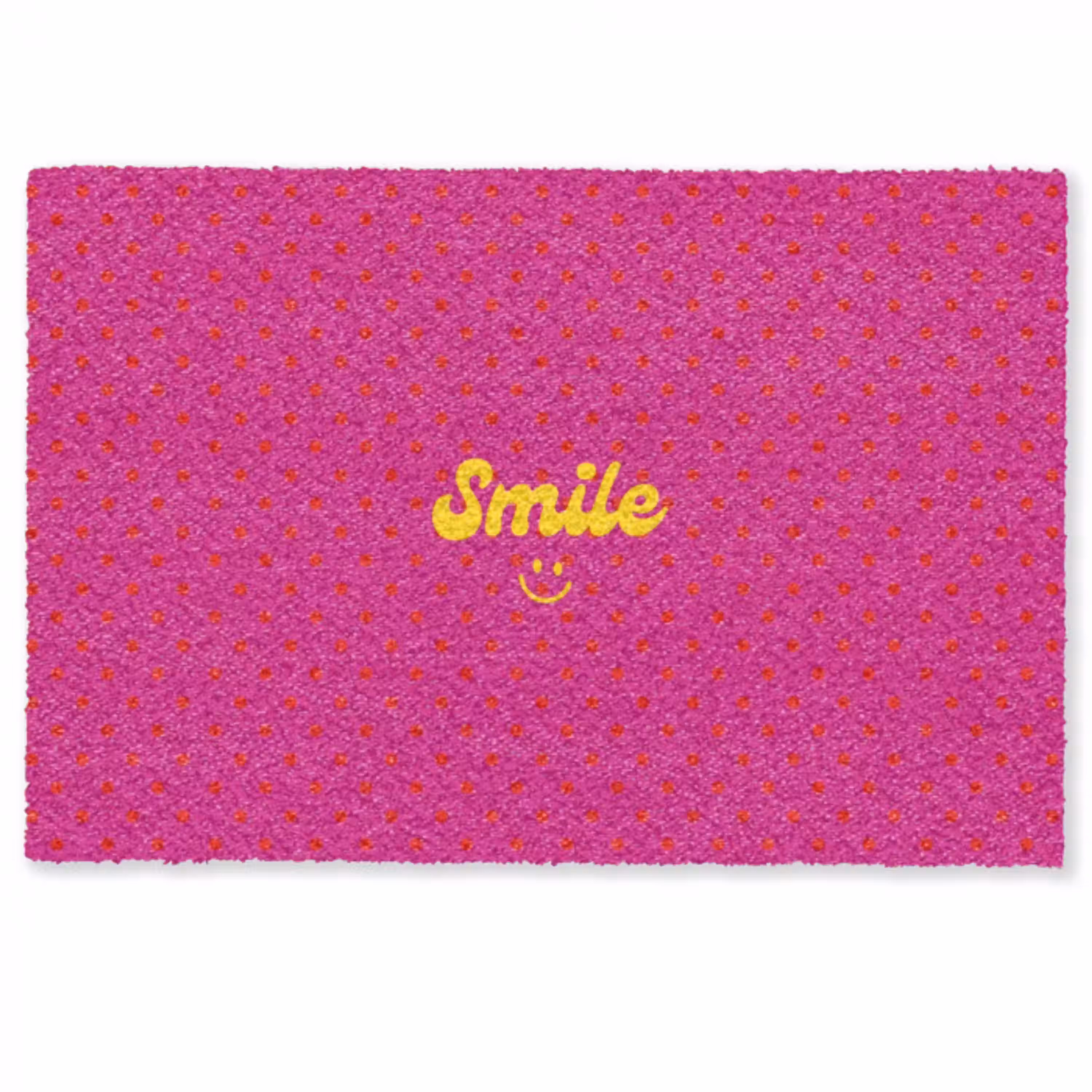 Smile - Stippen - Geel - Smiley - Roze Deurmat klein -zkaufland3d