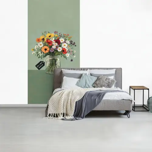 Bloemen - Vaas - Kaartje fotobehang vinyl groot -slaapkamer