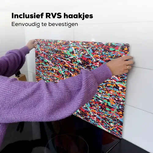 Spat - Abstract - Waterverf - Multi Inductie beschemer met haakjes klein 777 -ky-ophangen-nl