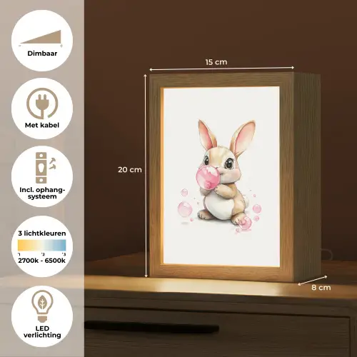 Konijn - Roze - Bellen Light Box met kabel klein -USP_NL