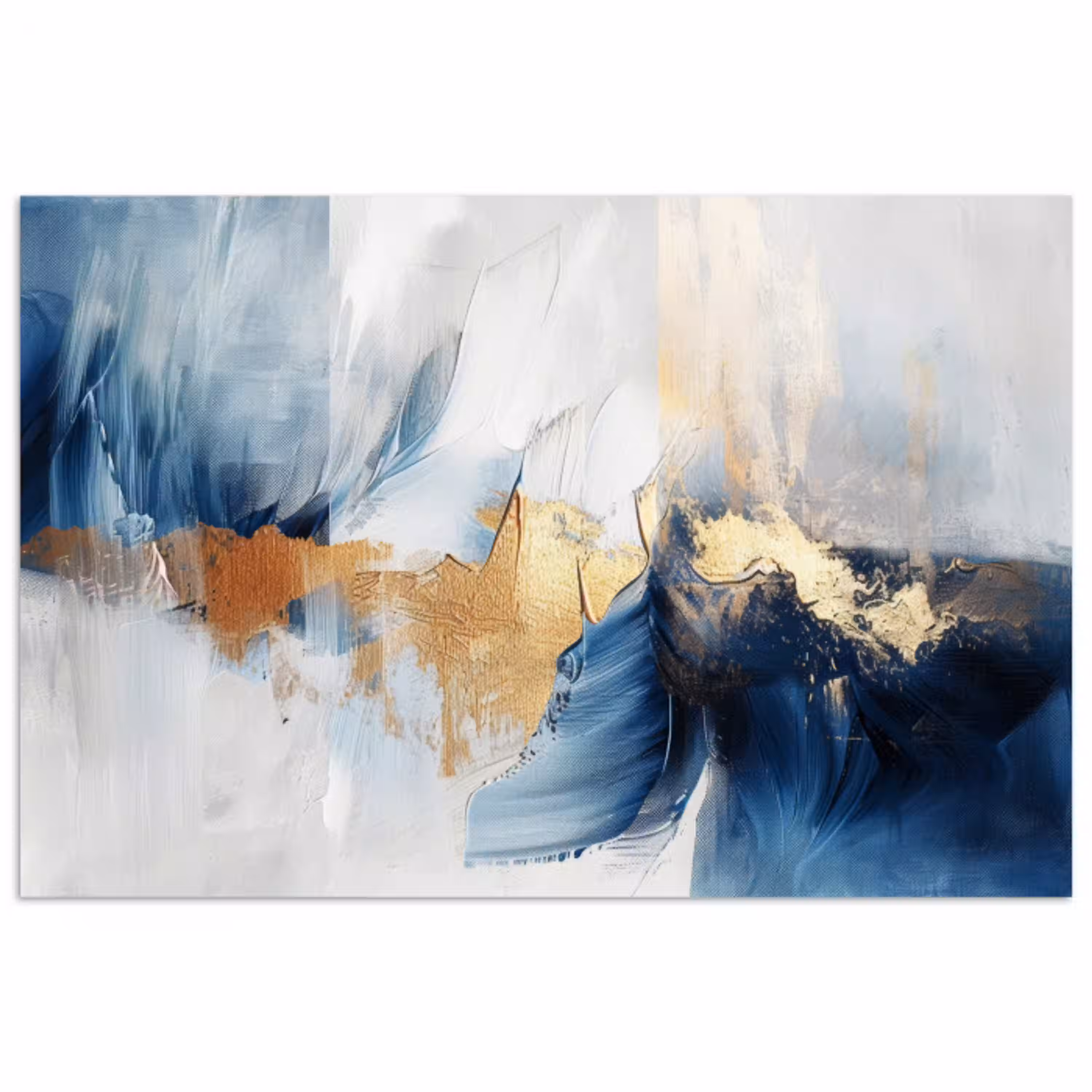 Goud - Blauw - Watercolor - Kunst - Modern poster papier klein -3d