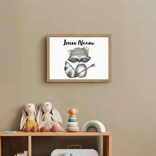 Wasbeer - Dier - Bosdieren Light Box met batterij (Wandlamp kind) middel -sfeer2_kind