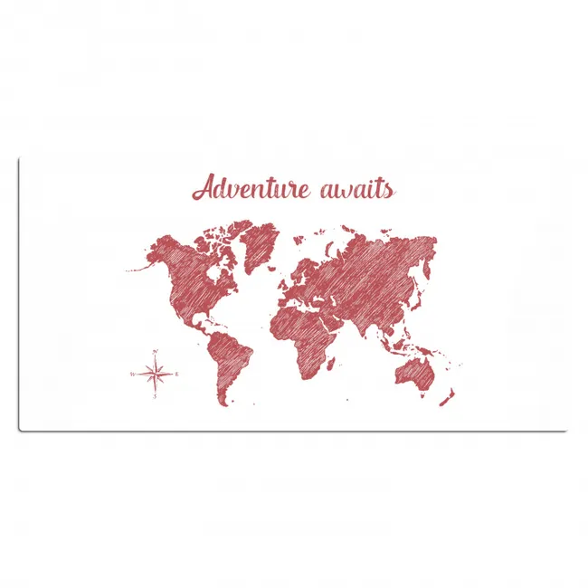 Wereldkaart - Rood - Quote Muismat XXL klein -3d_leeg
