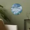 Golven - Oceaan - Blauw Akoestische PET Vilt - Rond klein -sfeer2