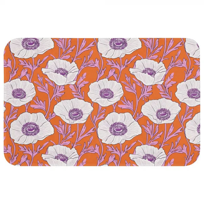 Badmat - Bloemen - Grafisch - Oranje