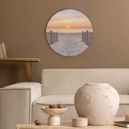 Zonsondergang - Strand - Zand Akoestische PET Vilt - Rond klein -sfeer1