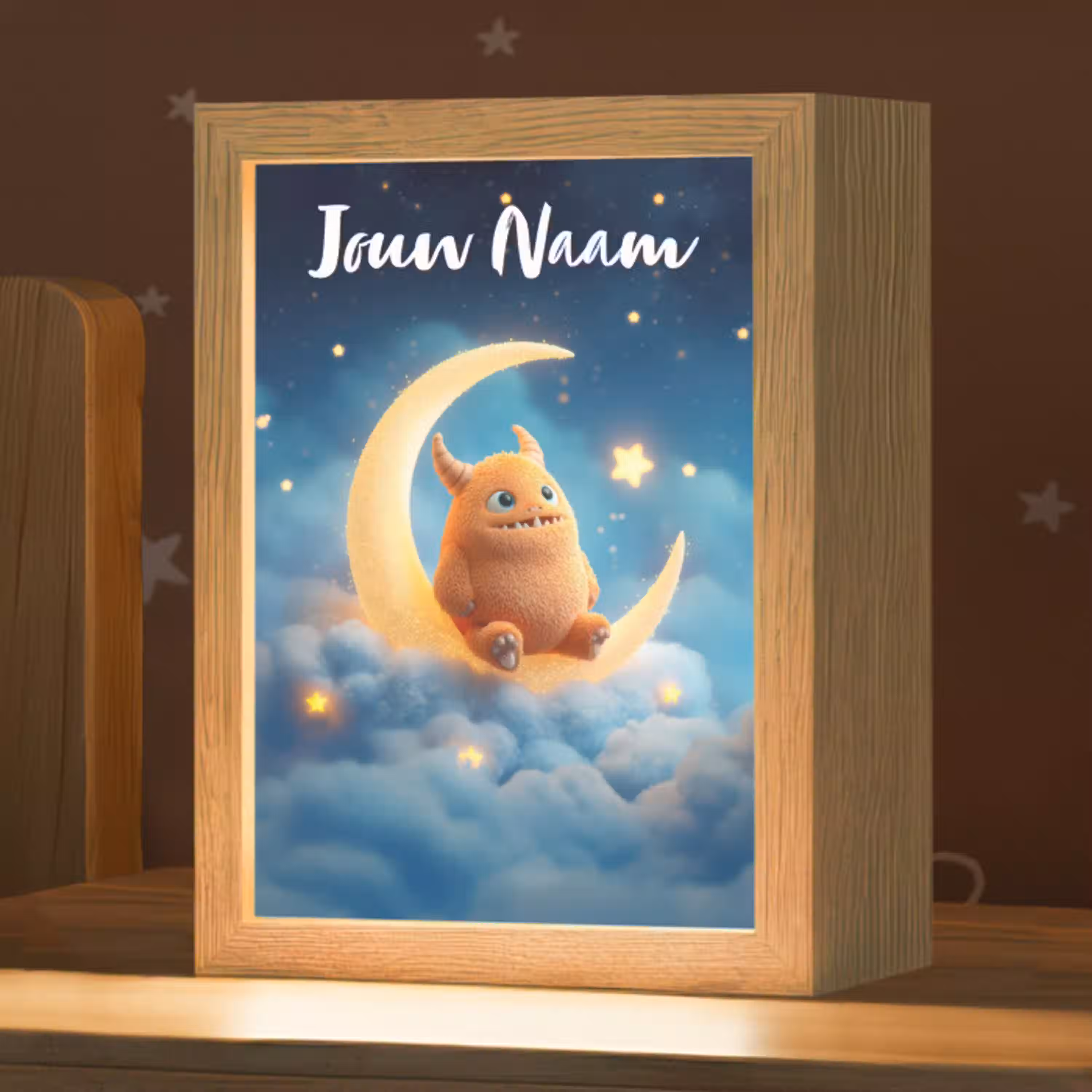 Knuffel - Monster - Maan - Wolken Light Box met kabel (Kinderlampje) klein -zzz_3d_website