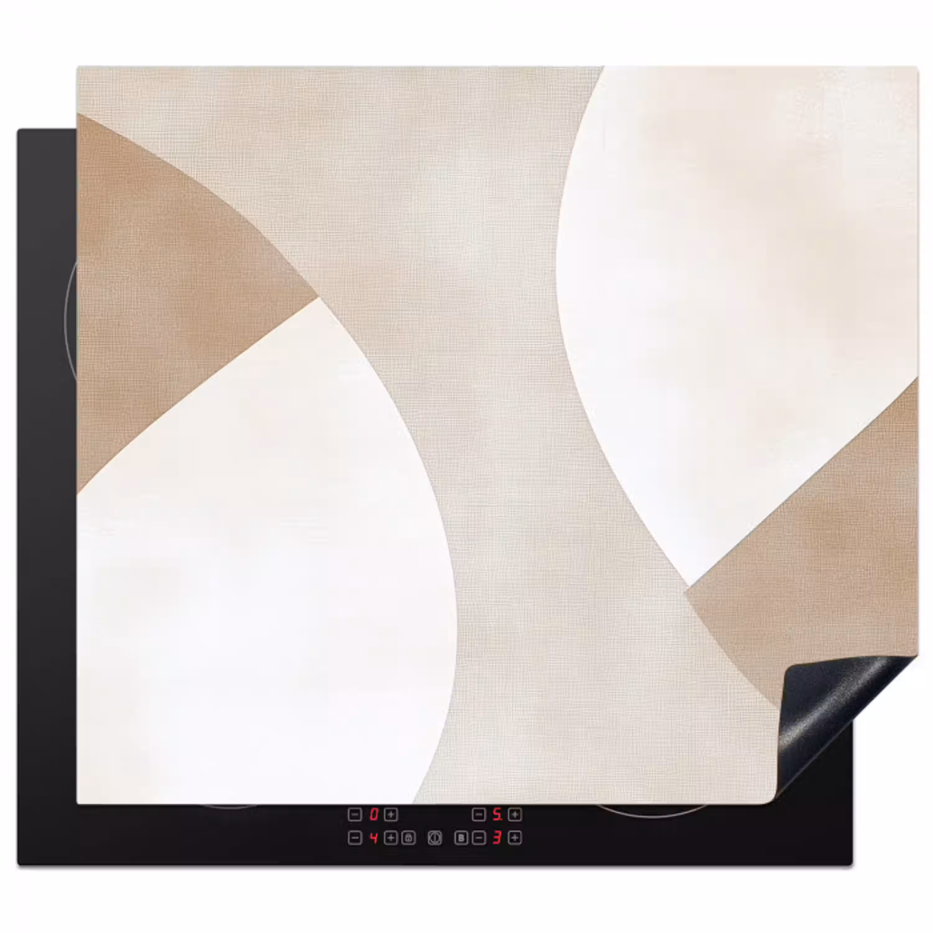 Bruin - Japandi - Abstract Inductie beschermer vinyl 3mm middel -3d
