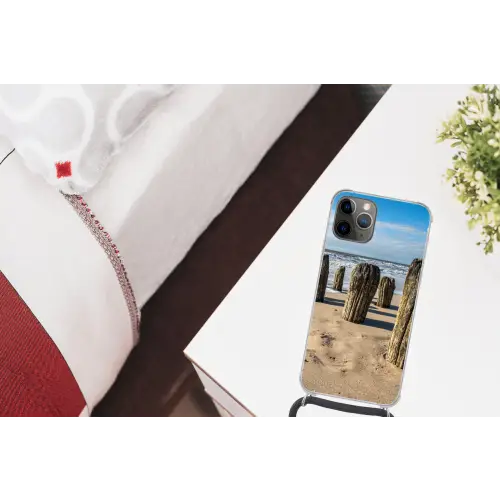 Zand - Strand - Paal - Water - Zomer Hoesje iPhone 12 Pro met koord klein -kamer