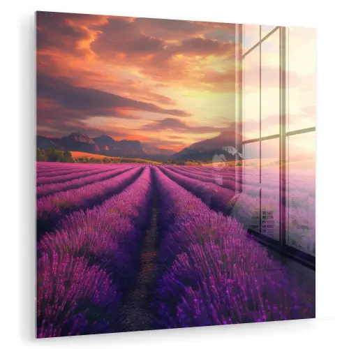 Lavendelveld - Zonsondergang - Paars plexiglas 5mm klein -zzzproduct_nieuw