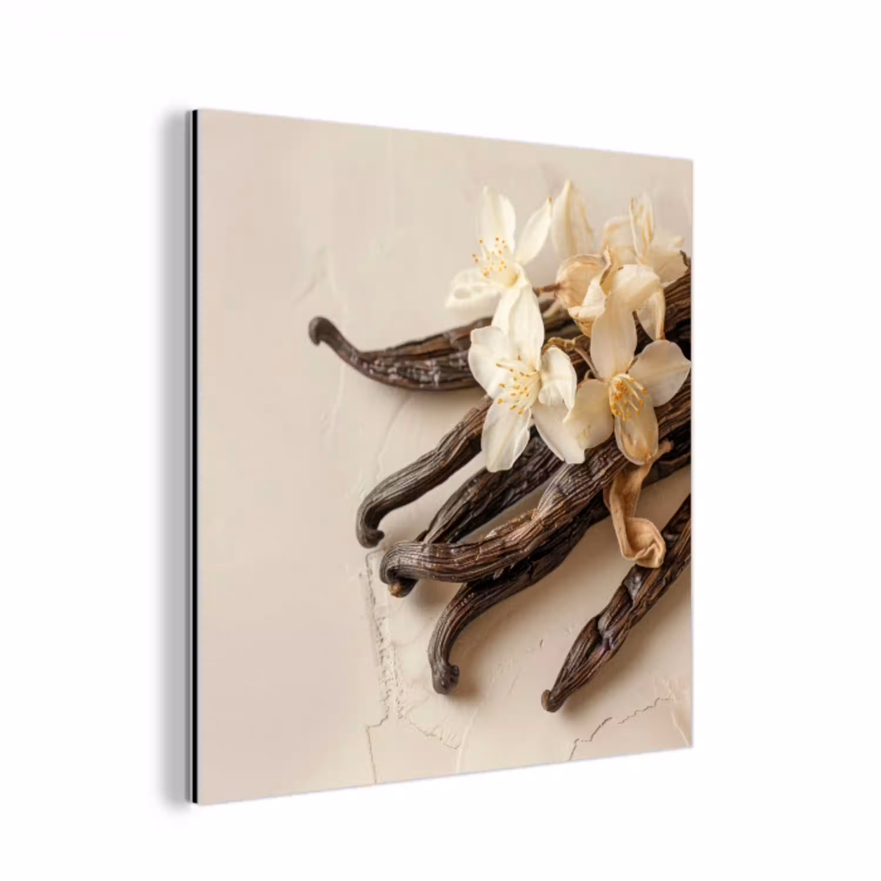 Vanille - Bloemen - Beige aluminium wit klein -3d