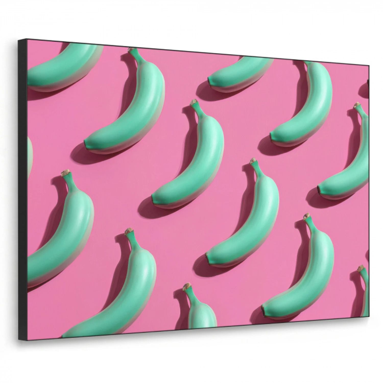 Bananen - Patroon - Blauw - Roze Textielframe zwart klein -3d