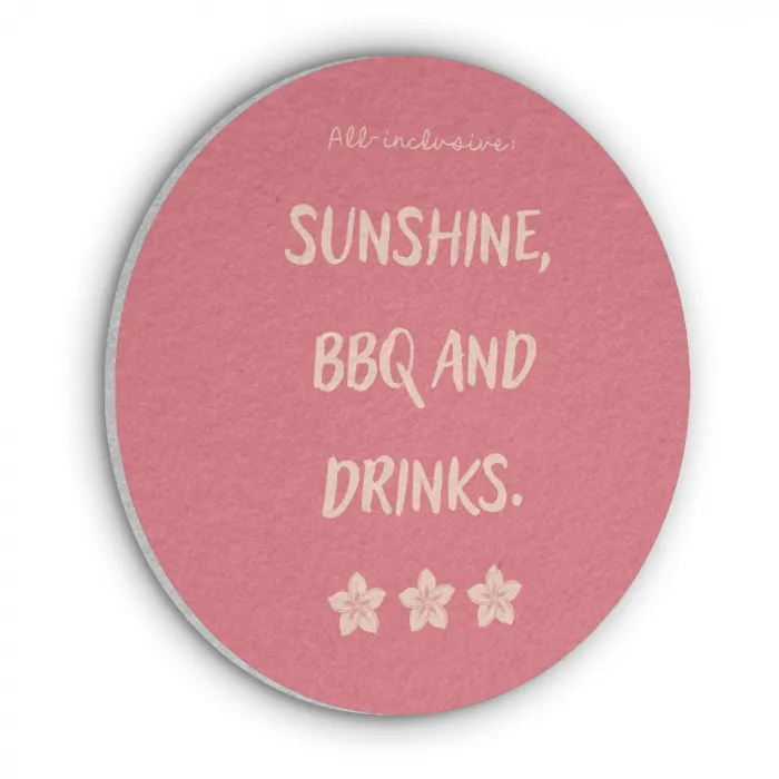 BBQ - Quote - Roze - Zomer Akoestische PET Vilt - Rond klein -3d
