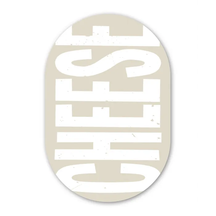 Food - Japandi - Cheese - Decoratie Wandcirkel Ovaal Glas middel -3d