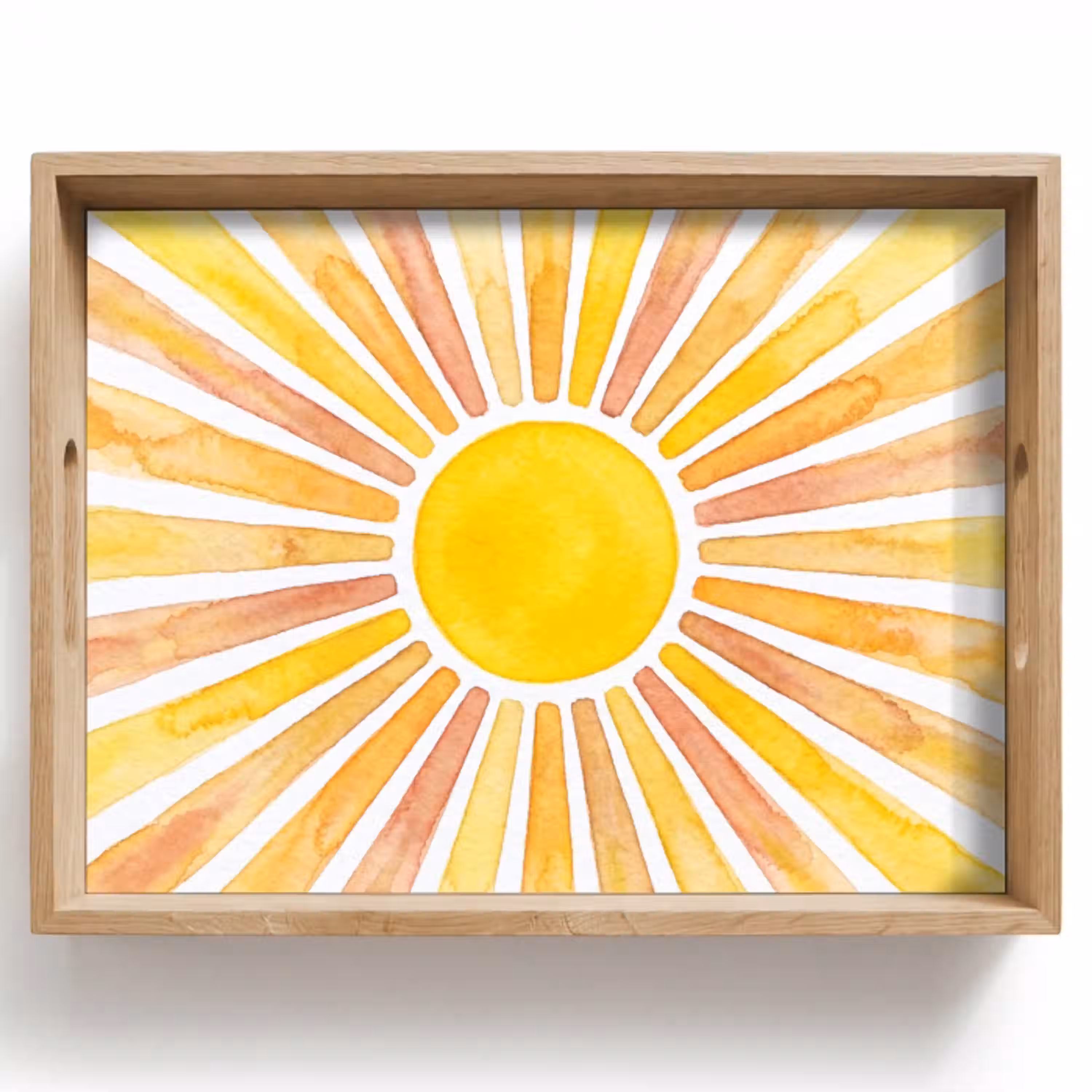 Zon - Stralen - Aquarel - Geel - Abstract Dienblad Rechthoek middel -z3d_shopping