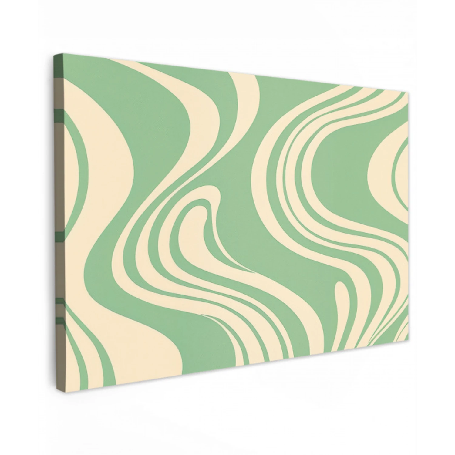Golvende lijnen - Mintgroen - Dansende vormen canvas 2cm klein -z3d