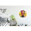 Vrouwengezicht - Krantenpapier - Abstract - Roze Wandcirkel aluminium klein -kinderkamer