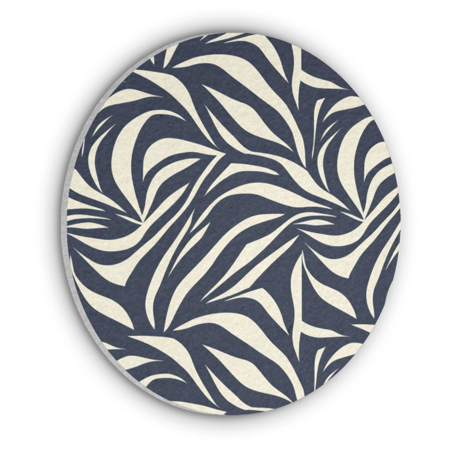 Bladvormen - Blauw - Patroon - Wit Akoestische PET Vilt - Rond klein 838 -3d