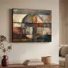 Kunst - Bruin - Abstract - Hout motief Textielframe zwart klein -sfeer3