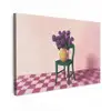 Stoel - Vaas - Bloemen - Geblokt canvas 2cm klein -z3d