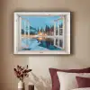 Doorkijk - Winterlandschap - Natuur - Huis - Bergen Textielframe zwart klein -sfeer1